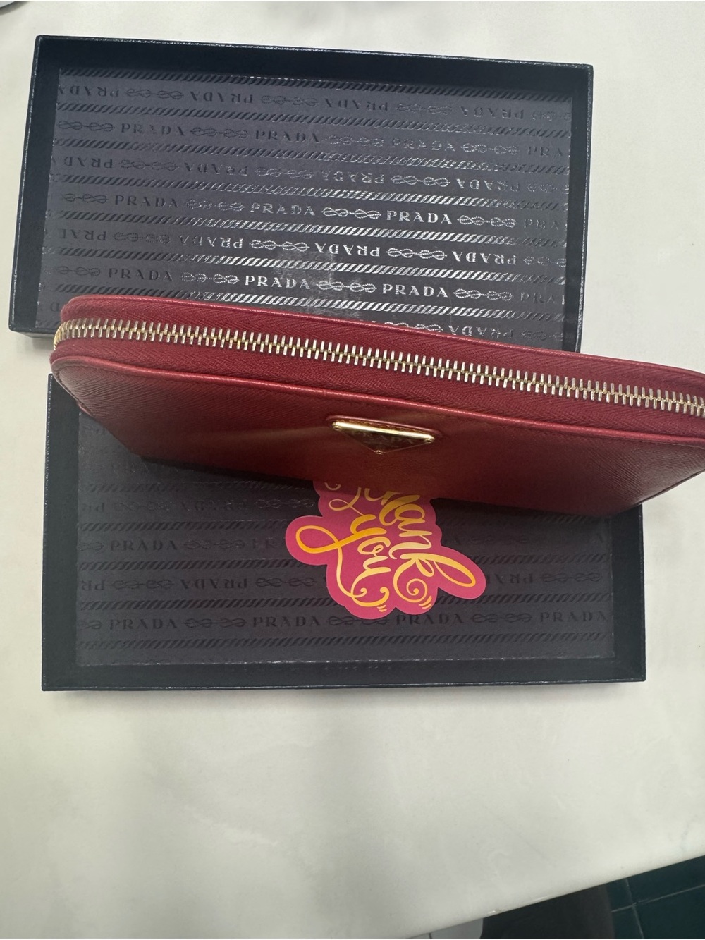 Prada Red Saffiano Leather Wallet Box - Picture 5 of 7